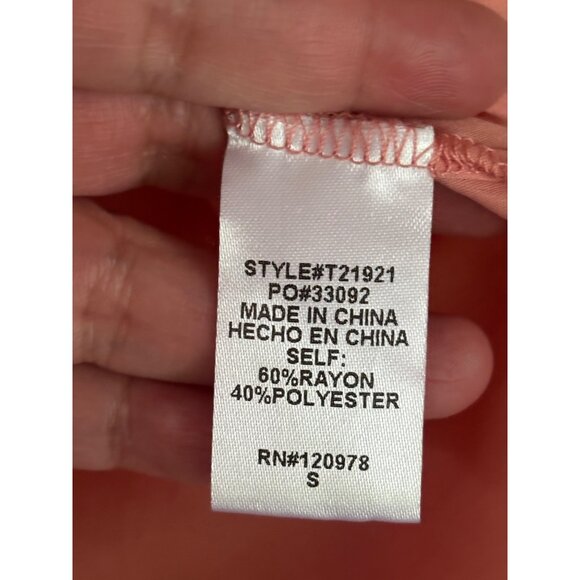 Anthropologie Peach Button-Up Blouse With Ruffle Trim & 3/4 Sleeves Lightweight - Picture 8 of 13